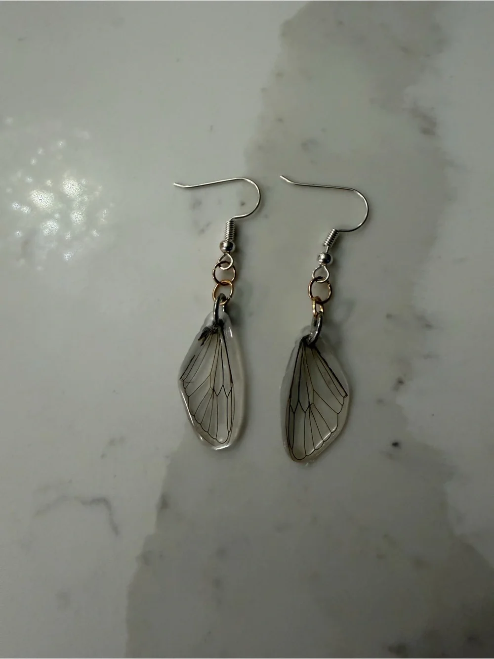 Handmade earrings made with real cicada wings